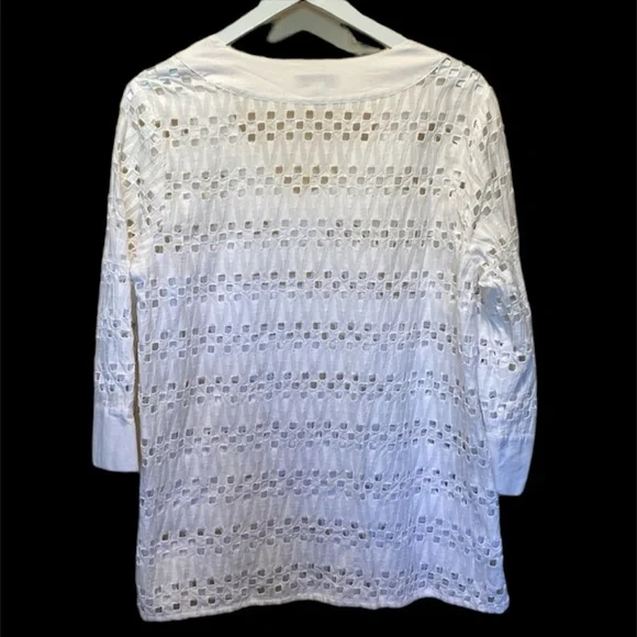 Coldwater Creek White Eyelet Tunic EUC - Picture 2 of 5